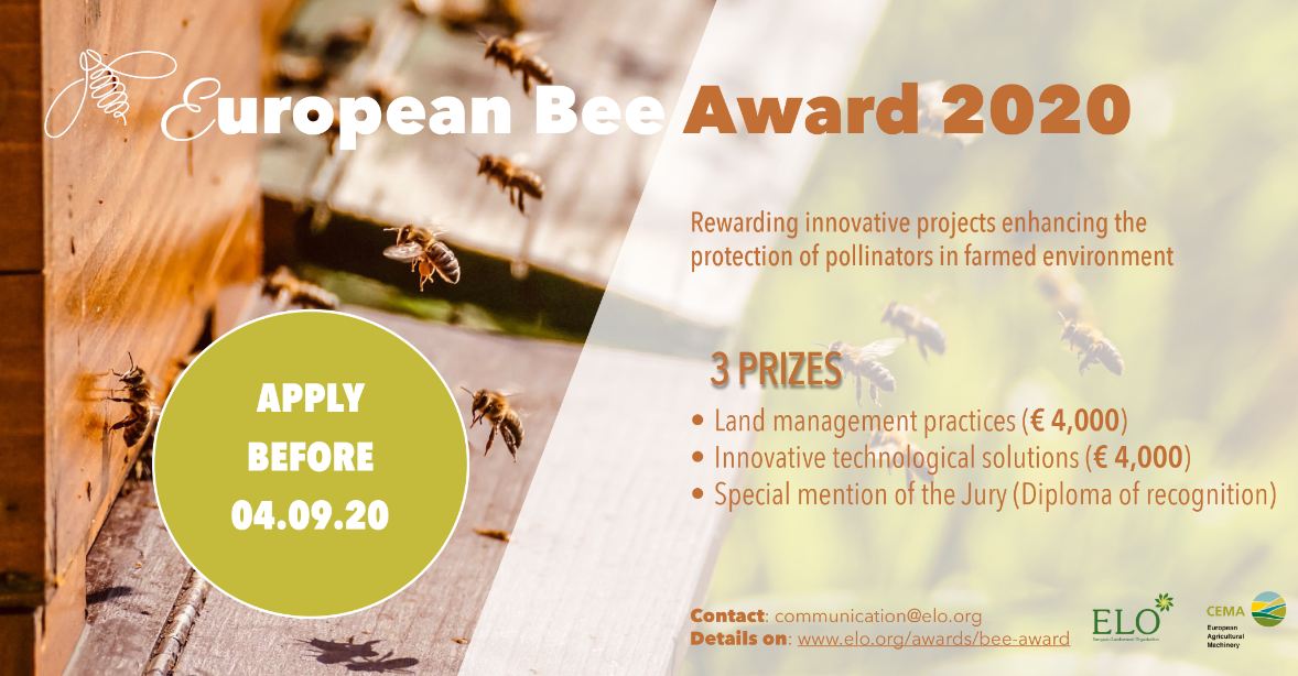 Si tu poți participa la European Bee Award 2020; Aplicați până la 4 septembrie 2020, trimițând formularul atasat; stiri agricole